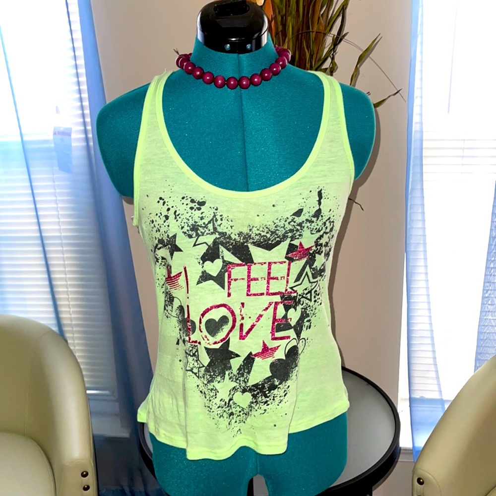 Teenbell | Neon Green Graphic Print Racerback Tank top